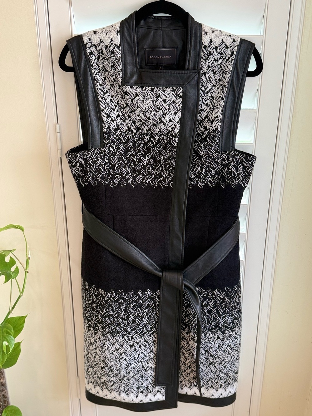 BCBGMAXAZRIA Mayson Chevron Ombre Jacquard Tweed Zip Jacket Dress Size S EUC